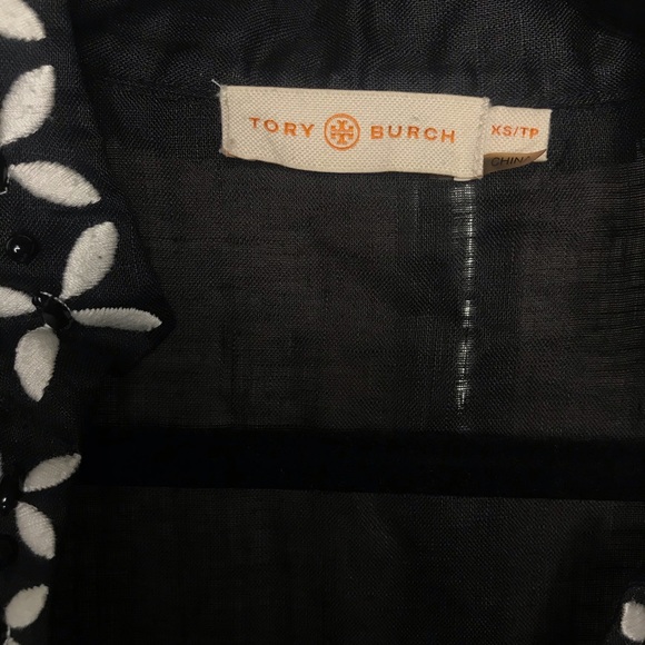 Tory Burch black embellished linen tunic - Picture 3 of 5